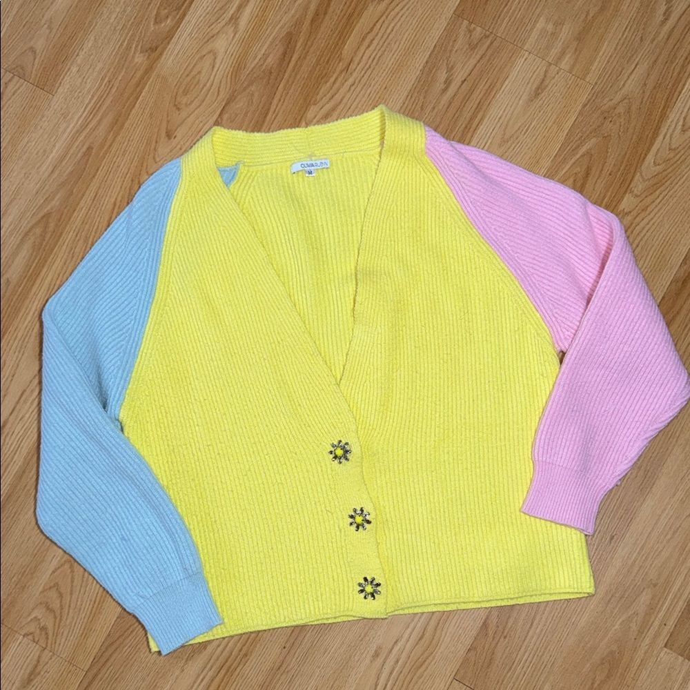 Olivia Rubin Colorful Cardigan Sweater Size Medium